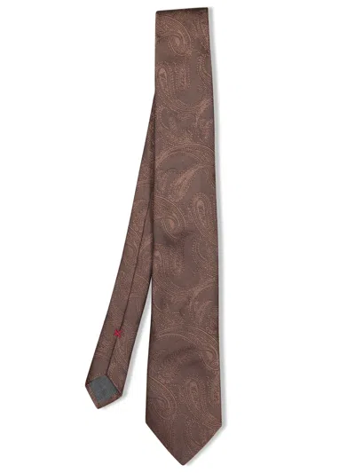 Brunello Cucinelli Beige Paisley Tie In Sand