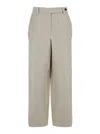 Brunello Cucinelli Beige Pants With Hidden Front Closure And Applied Buttons In Linen Woman In Beige