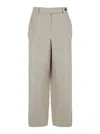 Brunello Cucinelli Beige Pants With Hidden Front Closure And Applied Buttons In Linen Woman In Beige