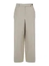 Brunello Cucinelli Beige Pants With Hidden Front Closure And Applied Buttons In Linen Woman In Multicolor