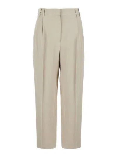 Brunello Cucinelli Beige Pants With Monil Detail On The Loop And Pences