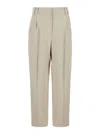 Brunello Cucinelli Beige Pants With Monil Detail On The Loop And Pences In Viscose And Linen Blend Woman In White