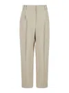 Brunello Cucinelli Beige Pants With Monil Detail On The Loop And Pences In Viscose And Linen Blend Woman In White