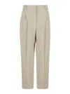 Brunello Cucinelli Beige Pants With Monil Detail On The Loop And Pences In Viscose And Linen Blend Woman In White