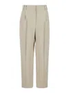 Brunello Cucinelli Beige Pants With Monil Detail On The Loop And Pences In Viscose And Linen Blend Woman