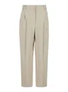 Brunello Cucinelli Beige Pants With Monil Detail On The Loop And Pences In Viscose And Linen Blend Woman In White