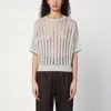Brunello Cucinelli Beige Perforated Linen Sweater Women In Cream
