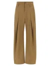 Brunello Cucinelli Trousers With Front Pleats And Wide Leg In Neutral