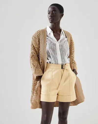 Brunello Cucinelli Beige Polyamide Cardigan In Yellow