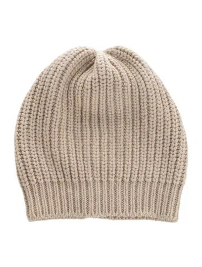 Pre-owned Brunello Cucinelli Beige Ribbed Knit Beanie In Neutral
