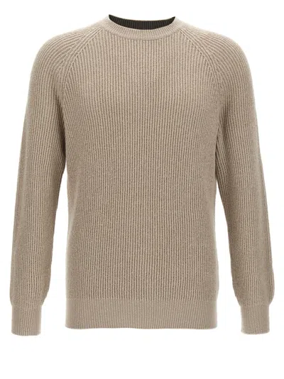 BRUNELLO CUCINELLI BEIGE RIBBED SWEATER