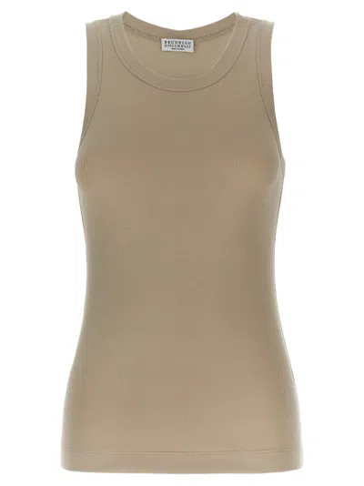 BRUNELLO CUCINELLI BEIGE RIBBED TOP