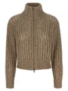 Brunello Cucinelli Rustic Dazzling Net Sweaters And Cardigans Beige