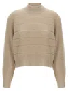 Brunello Cucinelli Rustic Dazzling Net Sweaters And Cardigans Beige