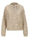 BRUNELLO CUCINELLI BEIGE RUSTIC DAZZLING NET SWEATER