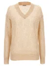 Brunello Cucinelli Rustic Dazzling Net Sweaters And Cardigans Beige