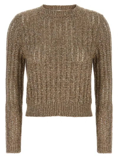 BRUNELLO CUCINELLI BEIGE RUSTIC DAZZLING NET SWEATER
