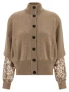 Brunello Cucinelli Sequin Sleeve Cardigan Sweaters And Cardigans Beige In Neutral