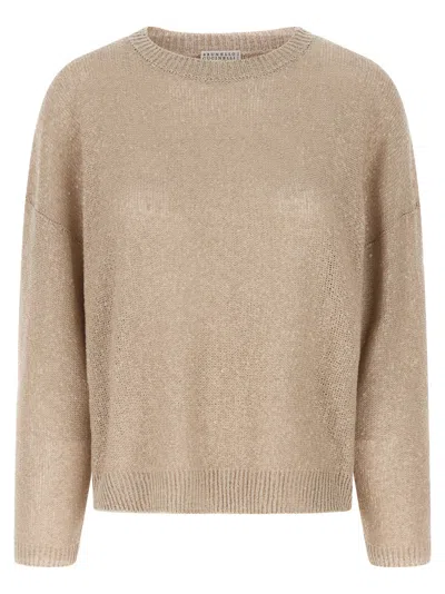 BRUNELLO CUCINELLI BEIGE SEQUIN SWEATER