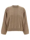 Brunello Cucinelli Sequin Cashmere Sweater Sweaters And Cardigans Beige In Brown