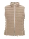 BRUNELLO CUCINELLI BEIGE SEQUINED PADDED GILET IN COTTON BLEND WOMAN