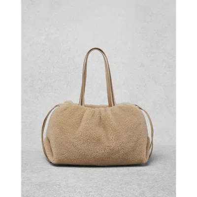 Brunello Cucinelli Beige Shearling Tote Bag In ["beige"]