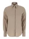 Brunello Cucinelli Beige Shirt With Classic Collar And Monil Detail On The Front N Cotton Blend Woma In Cream