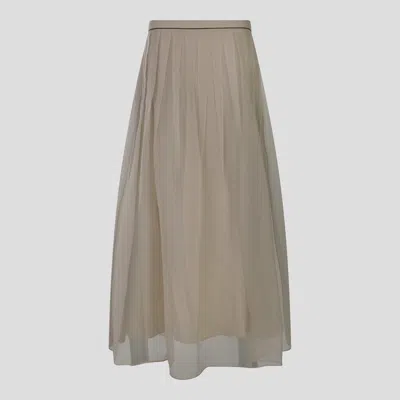 BRUNELLO CUCINELLI BEIGE SILK SKIRT