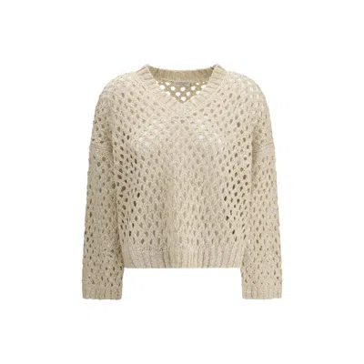 Brunello Cucinelli Beige Silk Sweater In Neutral