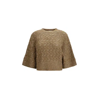 Brunello Cucinelli Women Open-knit Construction Sweater In Brown