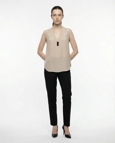 Brunello Cucinelli Beige Silk Tank Women's Tops In Neutral
