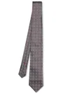 Brunello Cucinelli Beige Silk Tie With Geometric Pattern In A Brown Light Grey