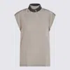 Brunello Cucinelli Keyhole Back Cap Sleeved Top In Gray