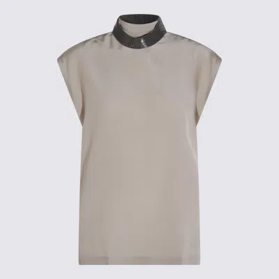 BRUNELLO CUCINELLI BEIGE SILK TOP