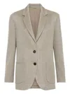Brunello Cucinelli Women's Sparkling Cotton And Viscose English Rib Knit Blazer With Monili In Neutral
