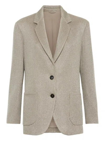 BRUNELLO CUCINELLI BEIGE SINGLE-BREASTED BLAZER