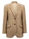 Brunello Cucinelli Light Brown Jacket With Monili Detailing In Beige
