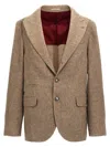 Brunello Cucinelli Single-breasted Blazer With Structured Shoulders In Beige