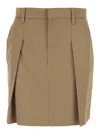 Brunello Cucinelli Beige Skirt With Belt Loops And Pleated Front In Fabric Woman In Brown
