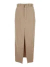 Brunello Cucinelli Beige Skirt With Front Slit And Monile Detail In Beige