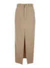 Brunello Cucinelli Beige Skirt With Front Slit And Monile Detail In Beige