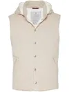 Brunello Cucinelli Bonded Wool Gilet In Beige