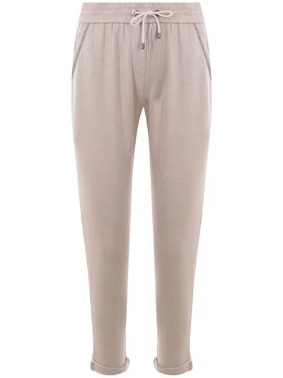 Brunello Cucinelli Monili-embellished Drawstring Sweatpants In Pink