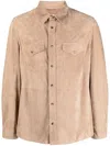 Brunello Cucinelli Button-up Suede Shirt In Neutrals