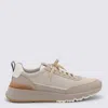 Brunello Cucinelli Beige Washed Suede Runners In Gray