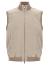 Brunello Cucinelli Beige Solid Mock Collar Jacket In Gold