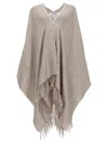Brunello Cucinelli Beige Solid V Neck Sweater In Beige