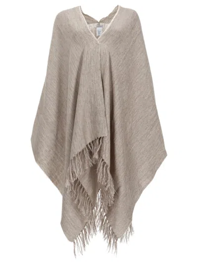 Brunello Cucinelli Beige Solid V Neck Sweater In Neutral