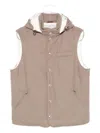 Brunello Cucinelli Sleeveless Down Jacket In Membraned Wool Flannel With Detachable Hood Clothing In Gray