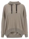 Brunello Cucinelli Wool And Silk Blend Hoodie In Gray